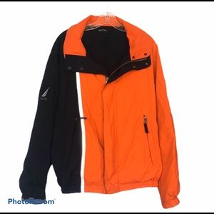 Nautica NS-83 Color Block Windbreaker Orange Navy White L 90s Nautical Coastal